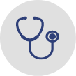 grey and blue icon of doctor stethoscope